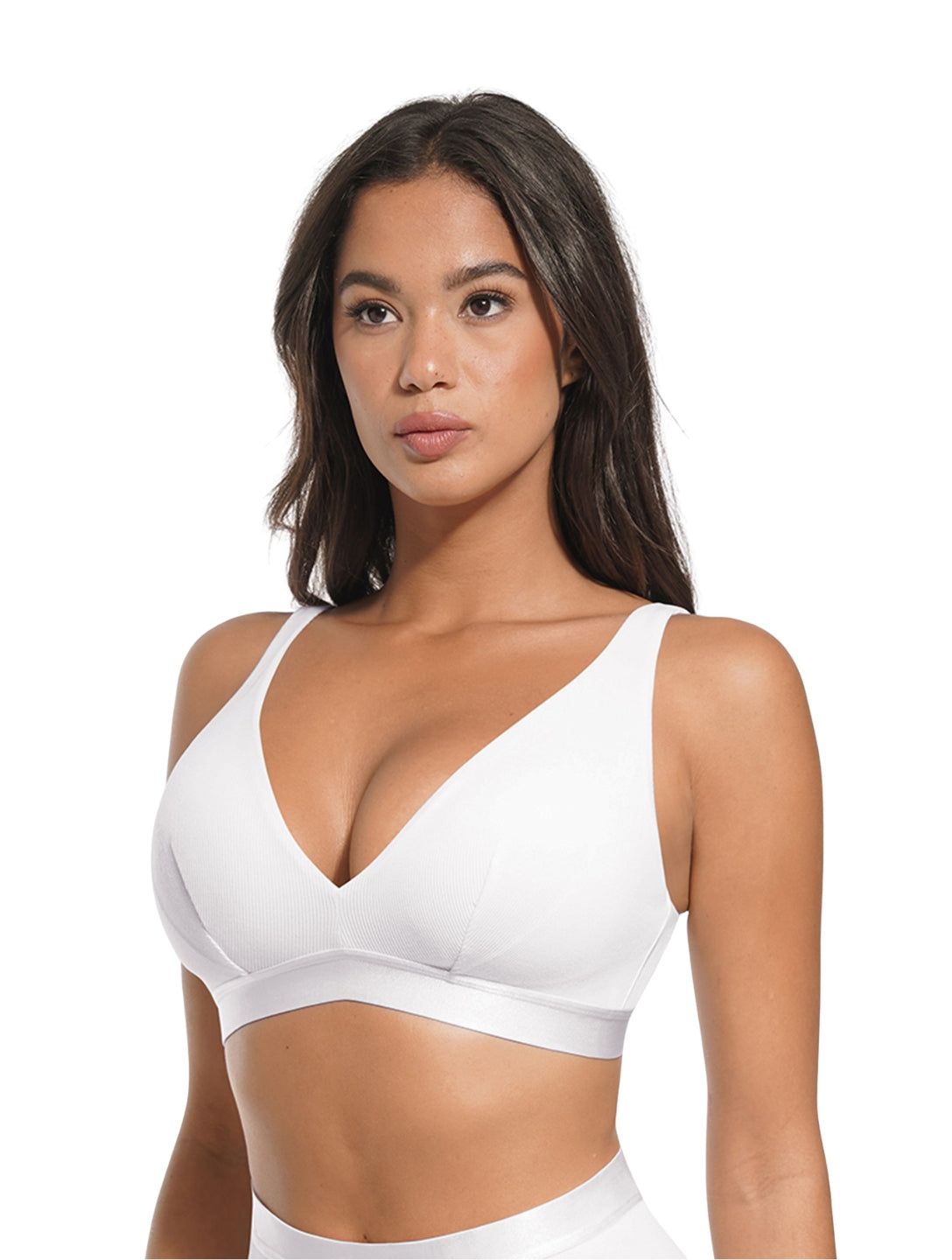 Deep V-Neck Ribbed Bralette - HeyShape