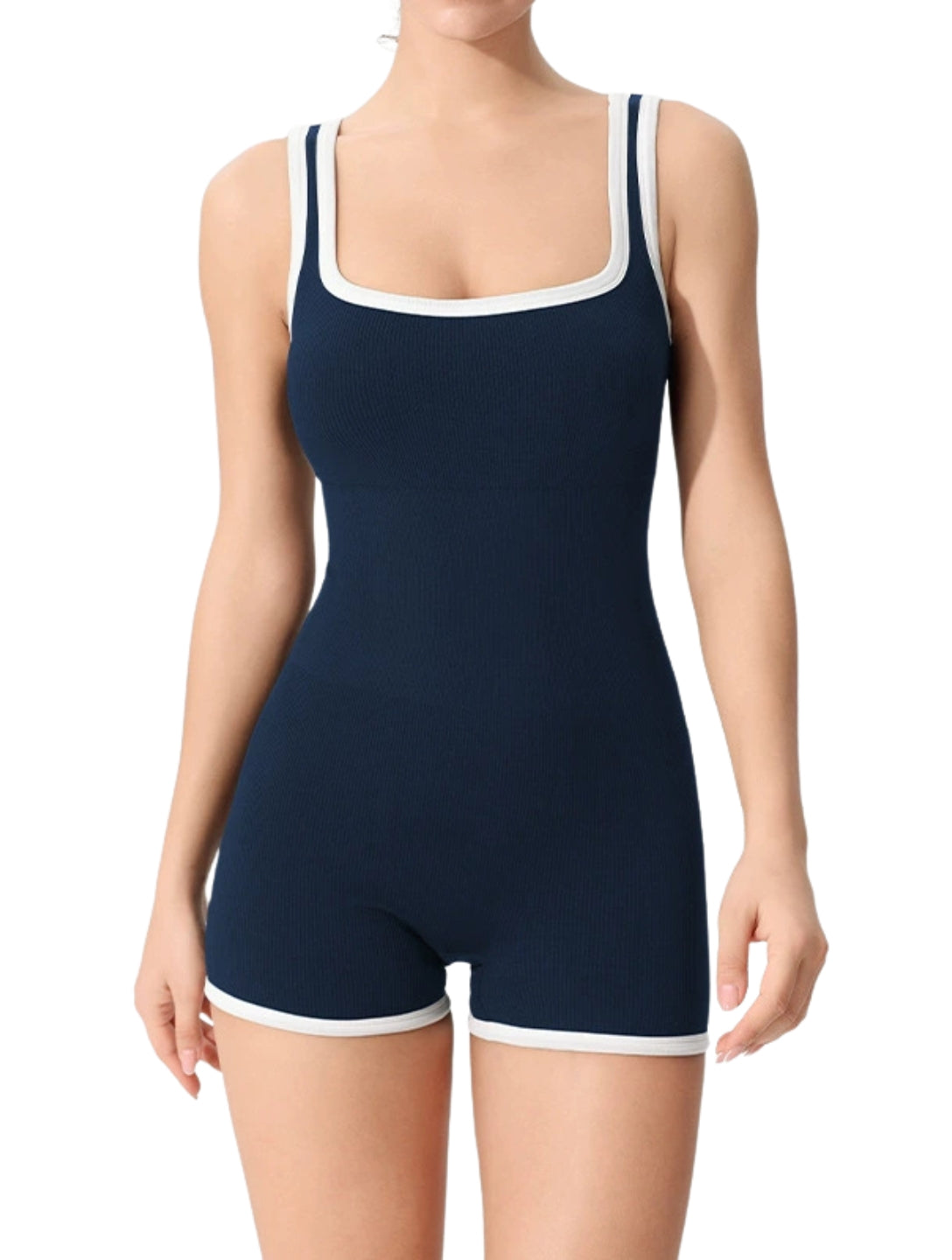 Outlined Ribbed Bodysuit - HeyShape