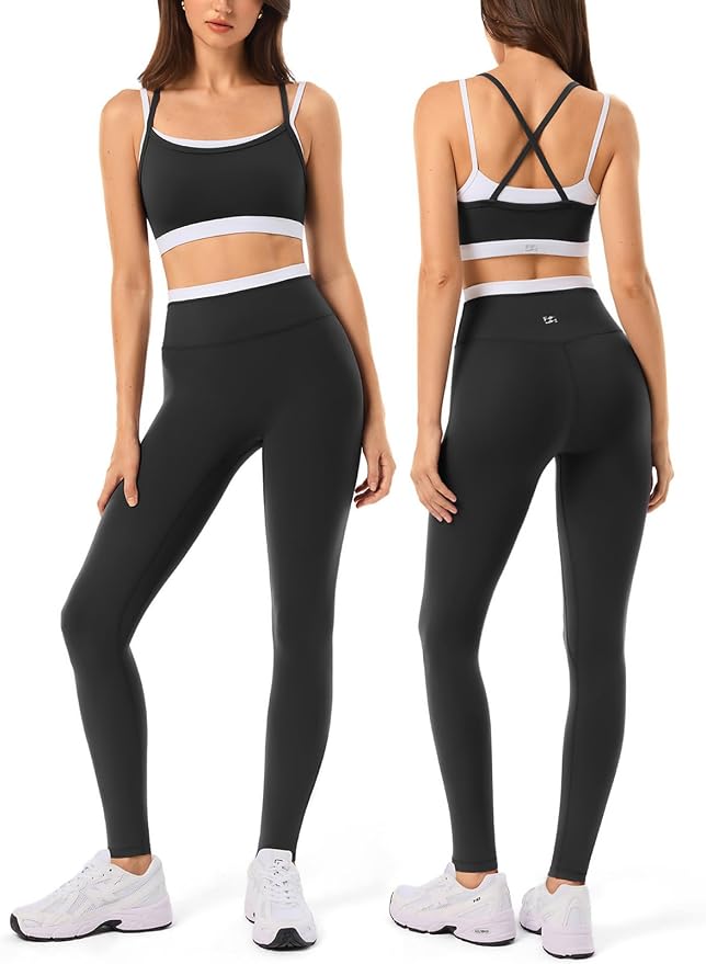 High Waisted Seamless Leggings & Double Layer Sports Bra - HeyShape