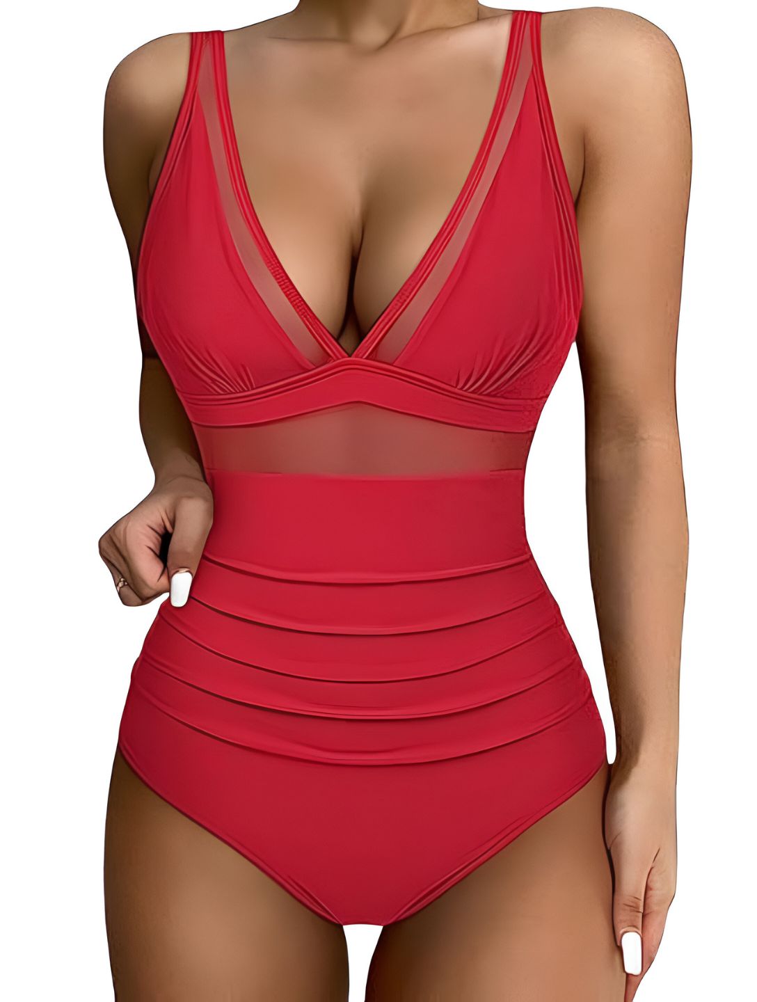 The Sculpting V-Neck Mesh Suit - HeyShape