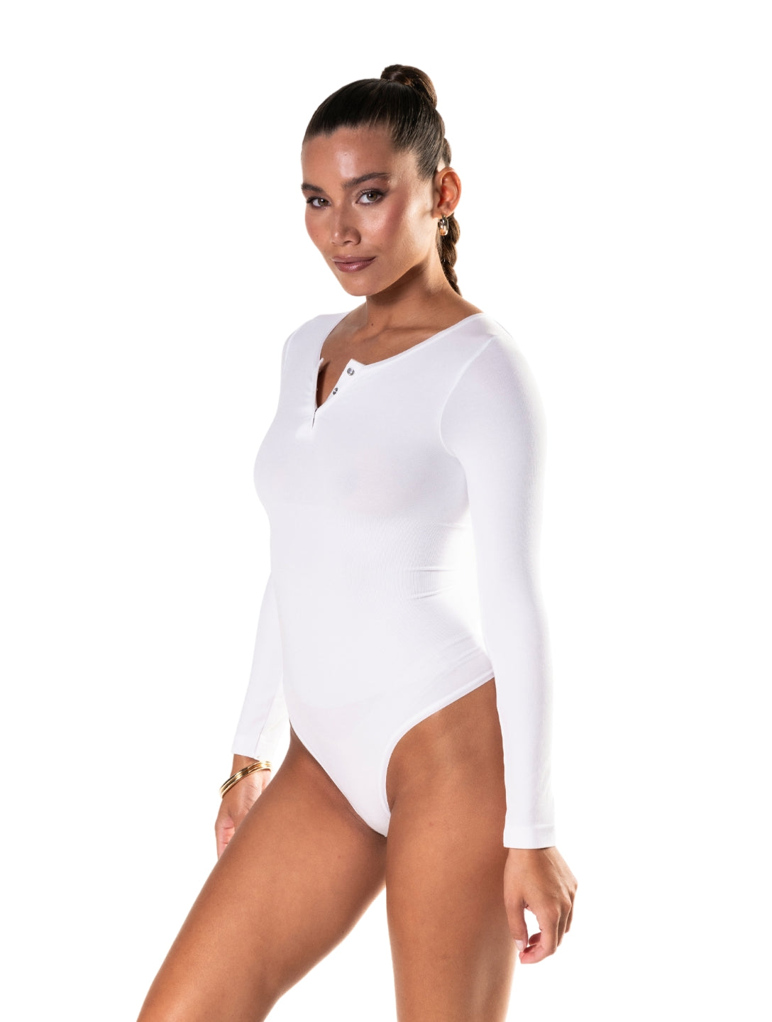 Seamless Long Sleeve Thong Bodysuit - HeyShape