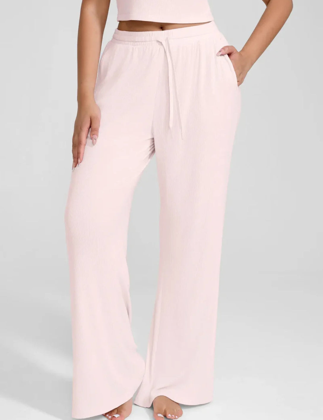 Wide Leg Ribbed Lounge Pants - HeyShape