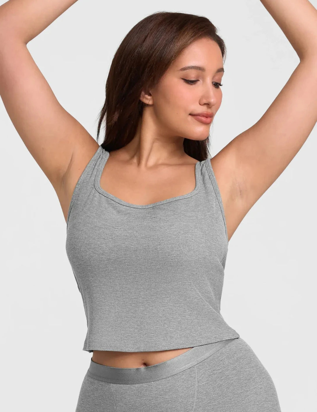Square Neck Ribbed Tank - HeyShape