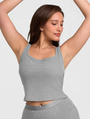 Square Neck Ribbed Tank - HeyShape