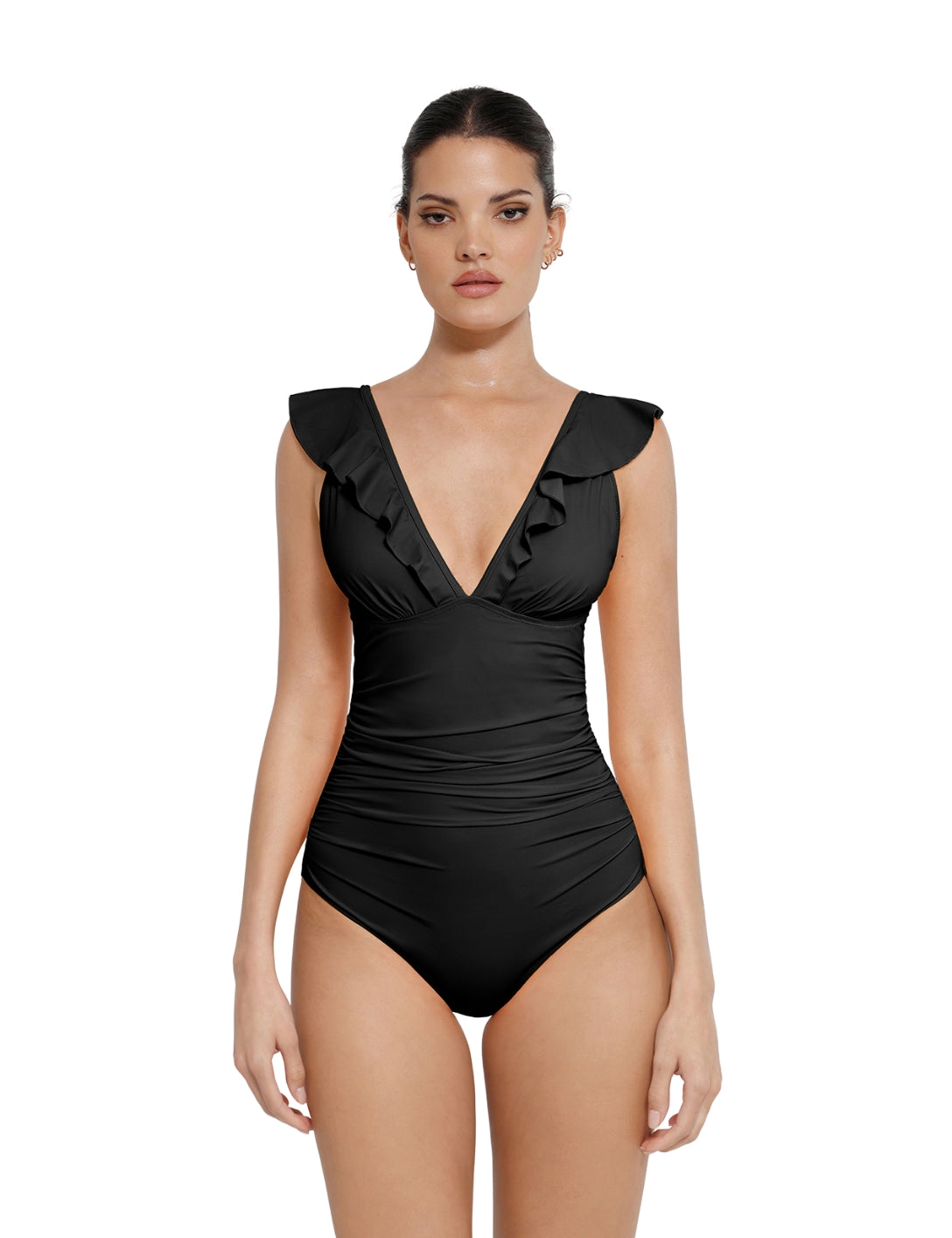 Shapewear Ruffle V-Neck Swimsuit - HeyShape