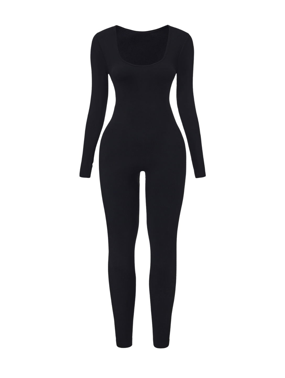 Ribbed Square Neck Jumpsuit - HeyShape