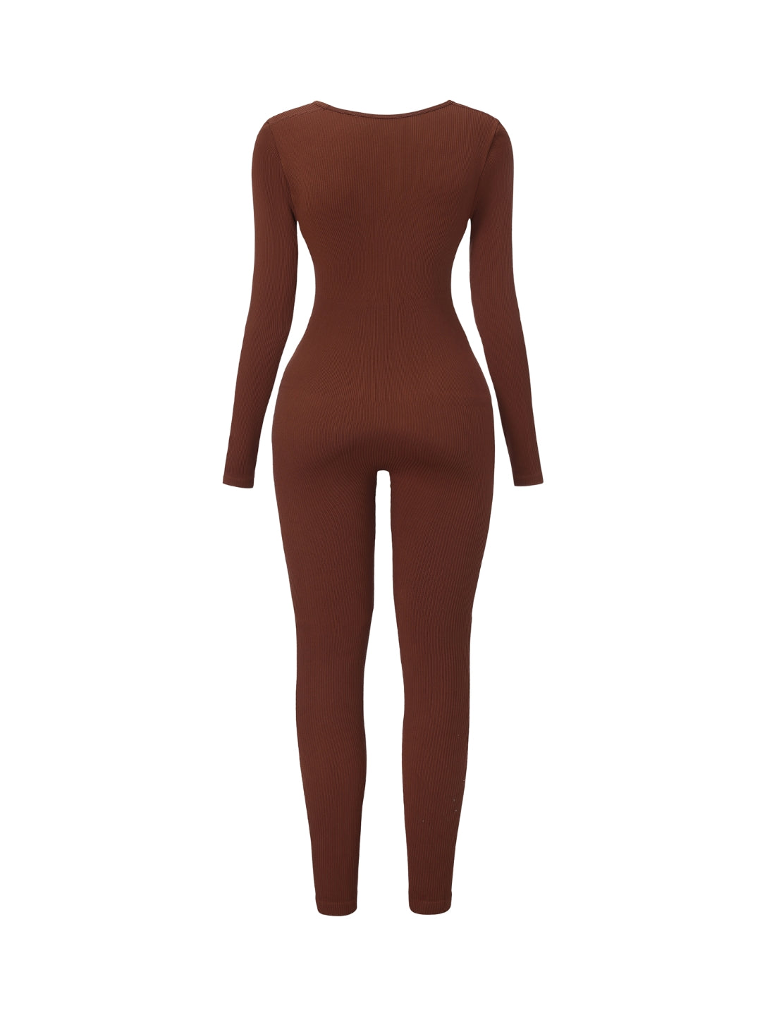 Ribbed Square Neck Jumpsuit - HeyShape