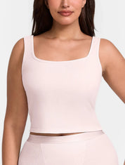 Square Neck Ribbed Tank - HeyShape