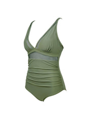 The Sculpting V-Neck Mesh Suit - HeyShape