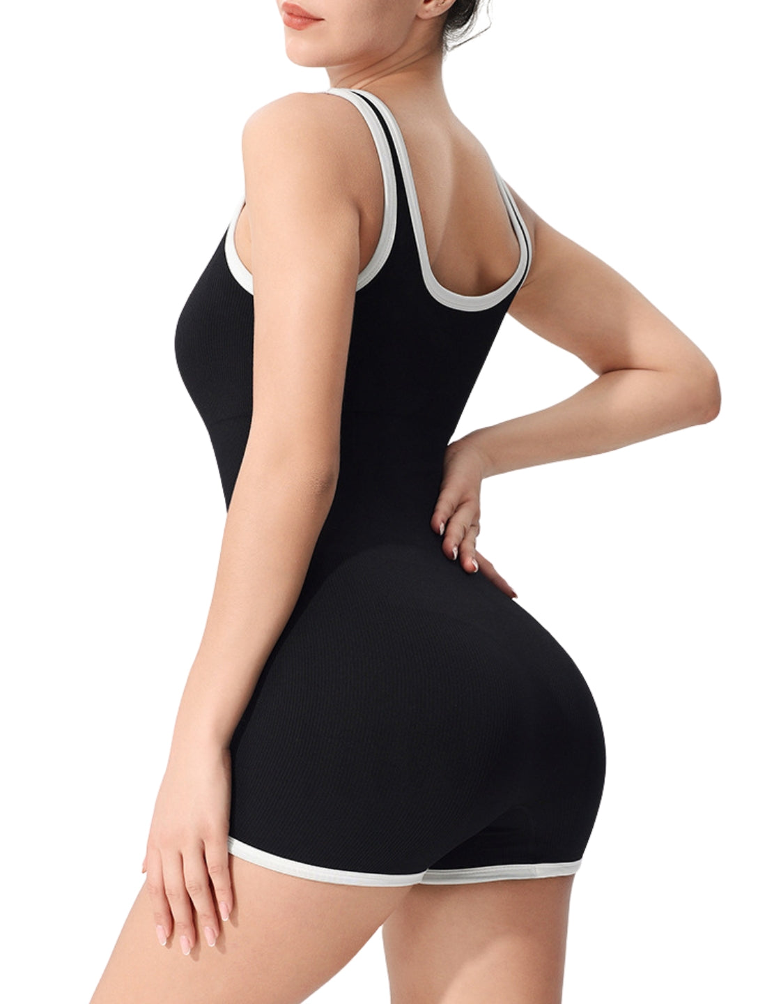 Outlined Ribbed Bodysuit - HeyShape