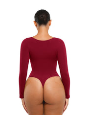Long Sleeve Ruched Bodysuit - HeyShape