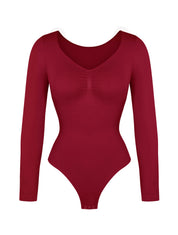 Long Sleeve Ruched Bodysuit - HeyShape