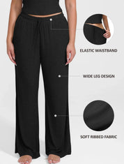 Wide Leg Ribbed Lounge Pants - HeyShape