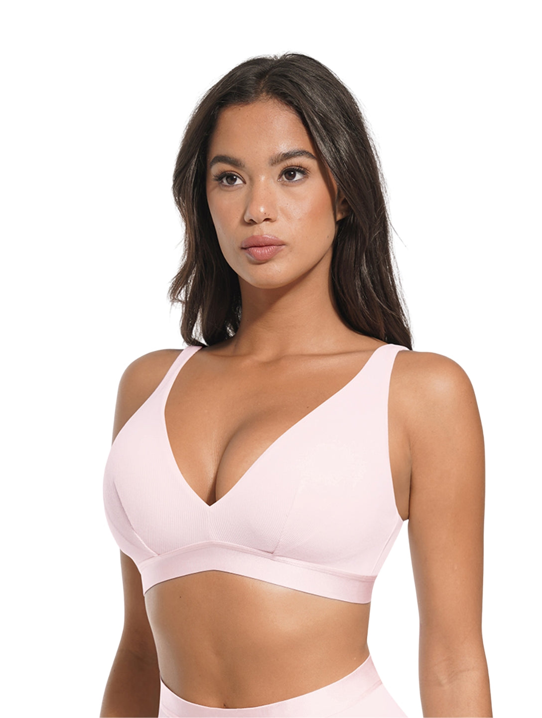 Deep V-Neck Ribbed Bralette - HeyShape