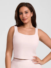 Square Neck Ribbed Tank - HeyShape