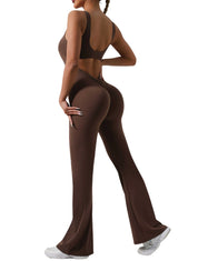 Flared Sports Jumpsuit - HeyShape