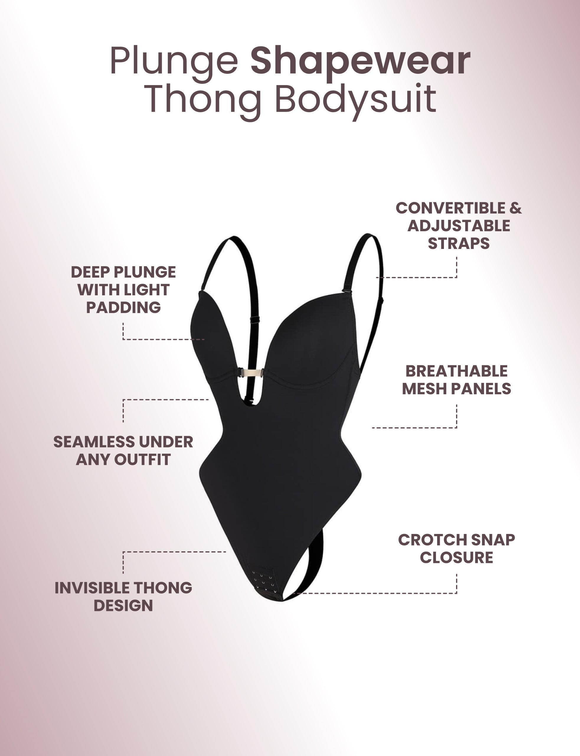 Plunge Shapewear Thong Bodysuit - HeyShape