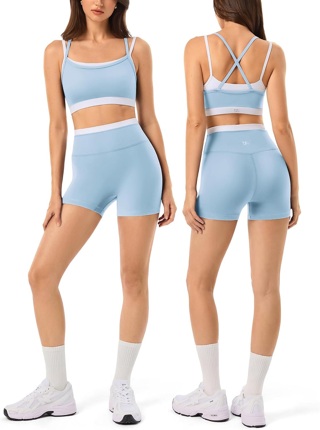 High Waisted Seamless Leggings & Double Layer Sports Bra - HeyShape