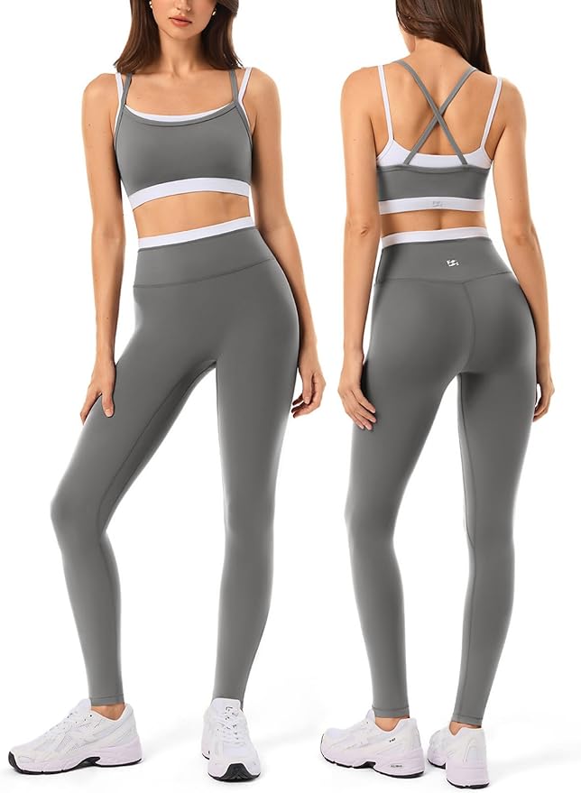 High Waisted Seamless Leggings & Double Layer Sports Bra - HeyShape