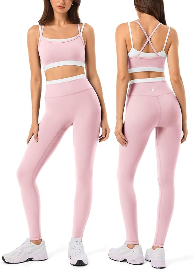 High Waisted Seamless Leggings & Double Layer Sports Bra - HeyShape