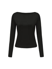 Boat Neck Long Sleeve Top - HeyShape