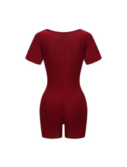 Square Neck Short Sleeve Jumpsuit - HeyShape