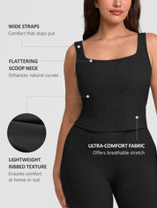 Square Neck Ribbed Tank - HeyShape