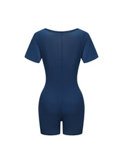 Square Neck Short Sleeve Jumpsuit - HeyShape