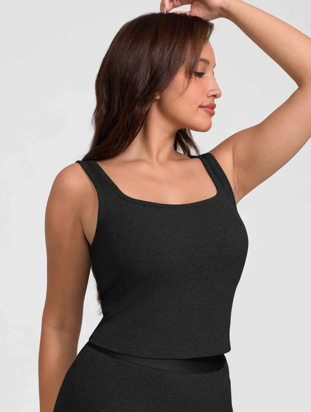 Square Neck Ribbed Tank - HeyShape