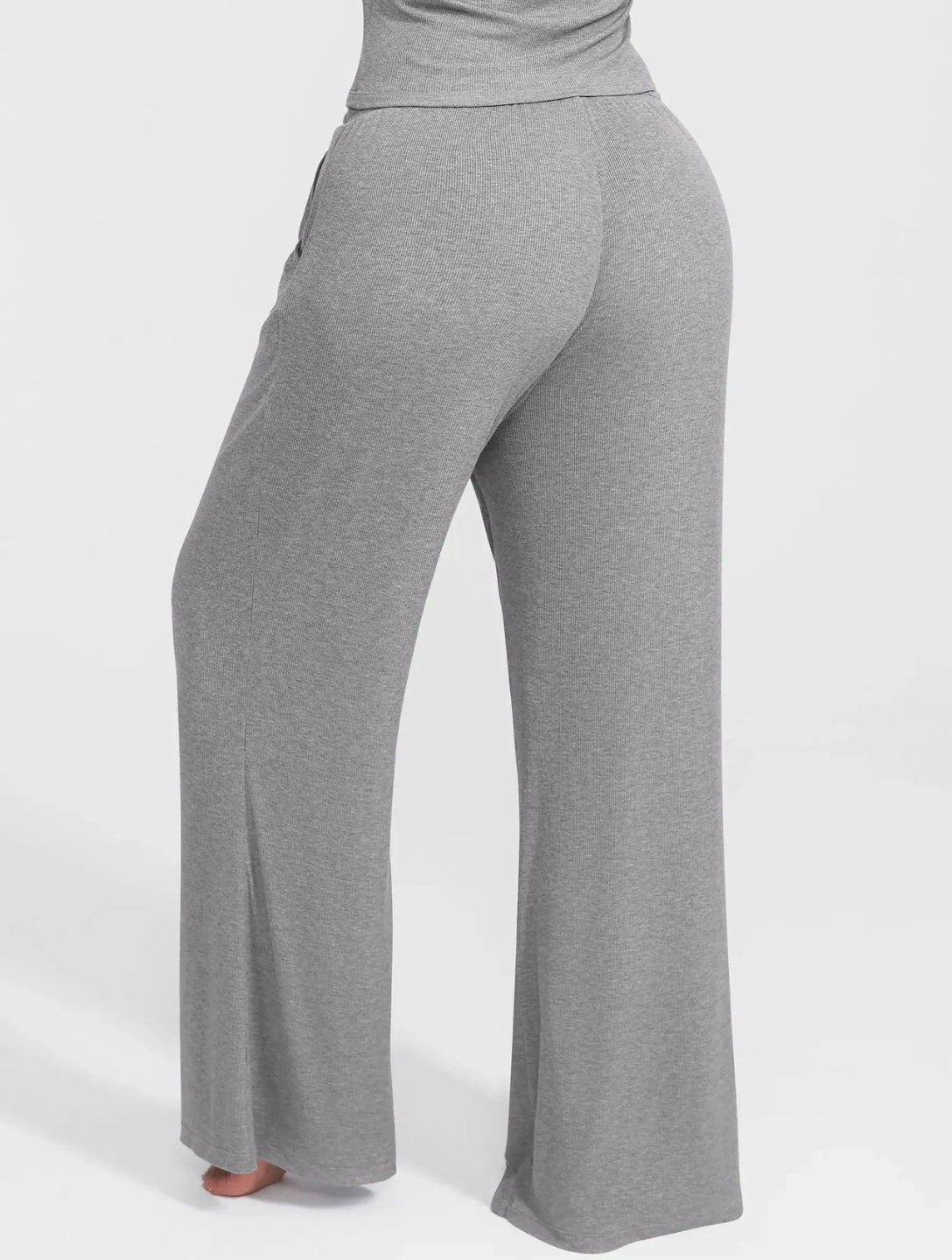 Wide Leg Ribbed Lounge Pants - HeyShape