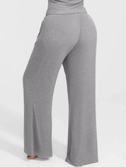 Wide Leg Ribbed Lounge Pants - HeyShape