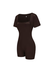 Square Neck Short Sleeve Jumpsuit - HeyShape