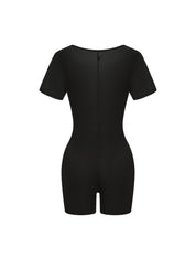 Square Neck Short Sleeve Jumpsuit - HeyShape