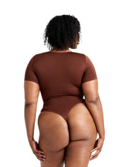 Square Neck Thong Bodysuit - HeyShape