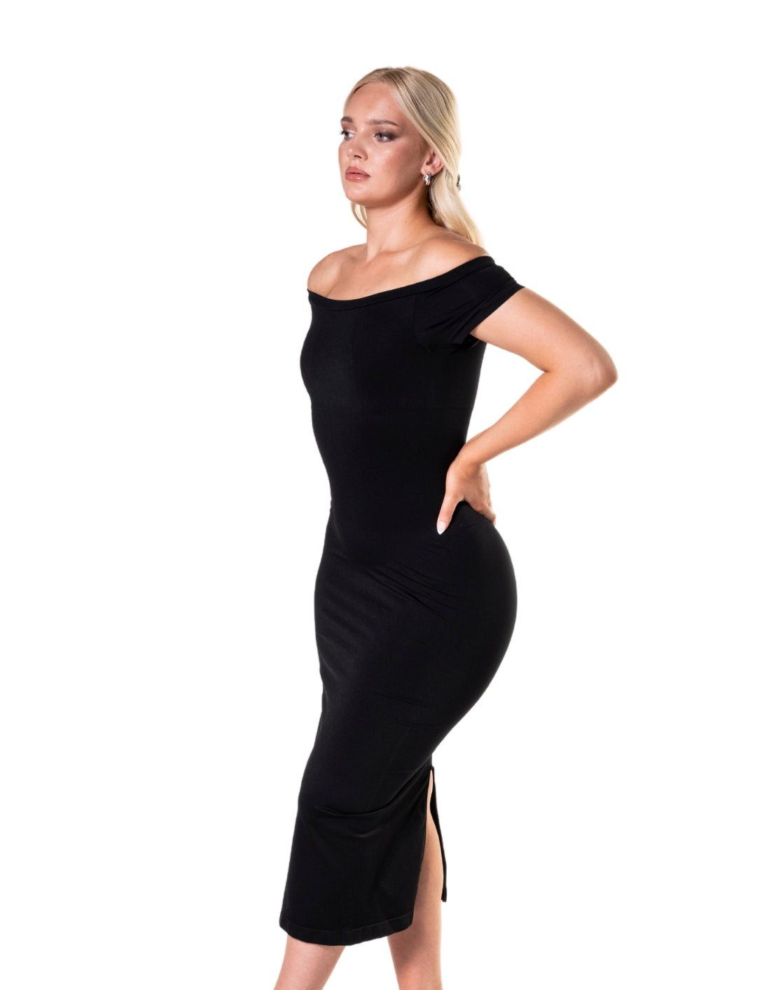 Off-Shoulder Shapewear Split Dress - HeyShape