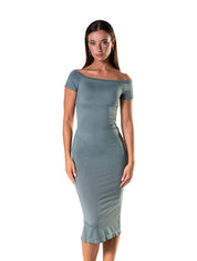 Off-Shoulder Shapewear Split Dress - HeyShape
