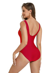 HeyShape - Cut-Out Corset Swimsuit Back Red