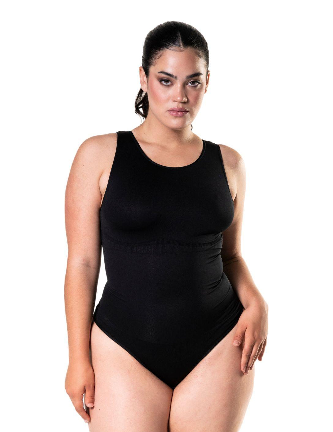 Round Neck Thong Bodysuit - HeyShape