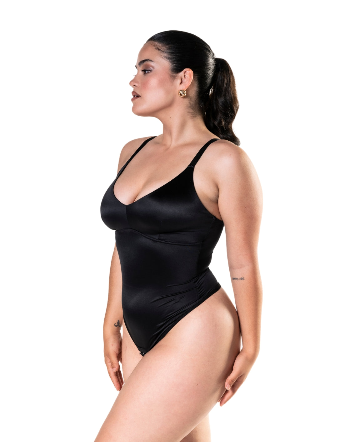 Satin Snatched Thong Bodysuit - HeyShape