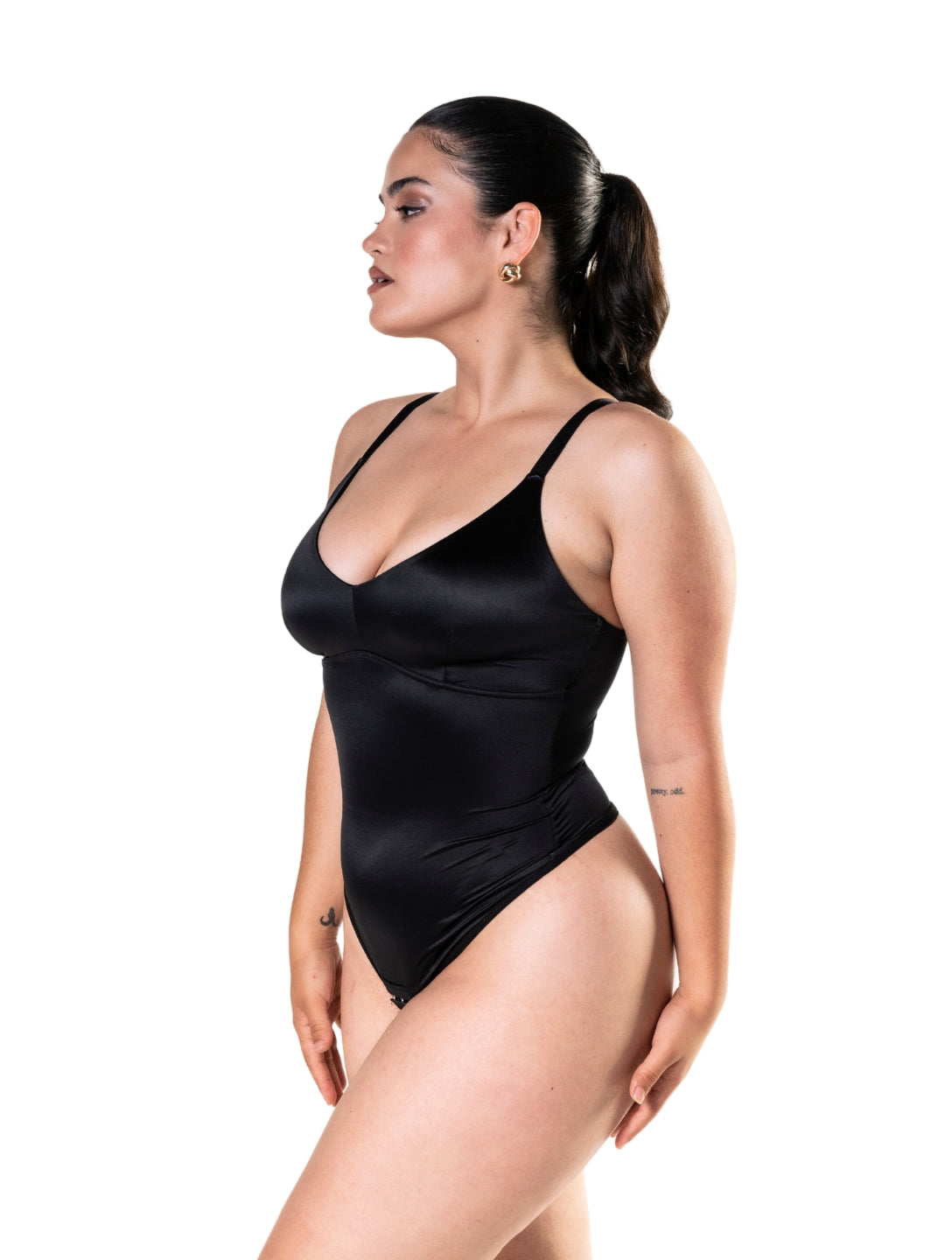 Satin Snatched Thong Bodysuit - HeyShape