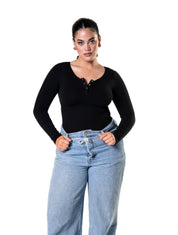Seamless Long Sleeve Thong Bodysuit - HeyShape