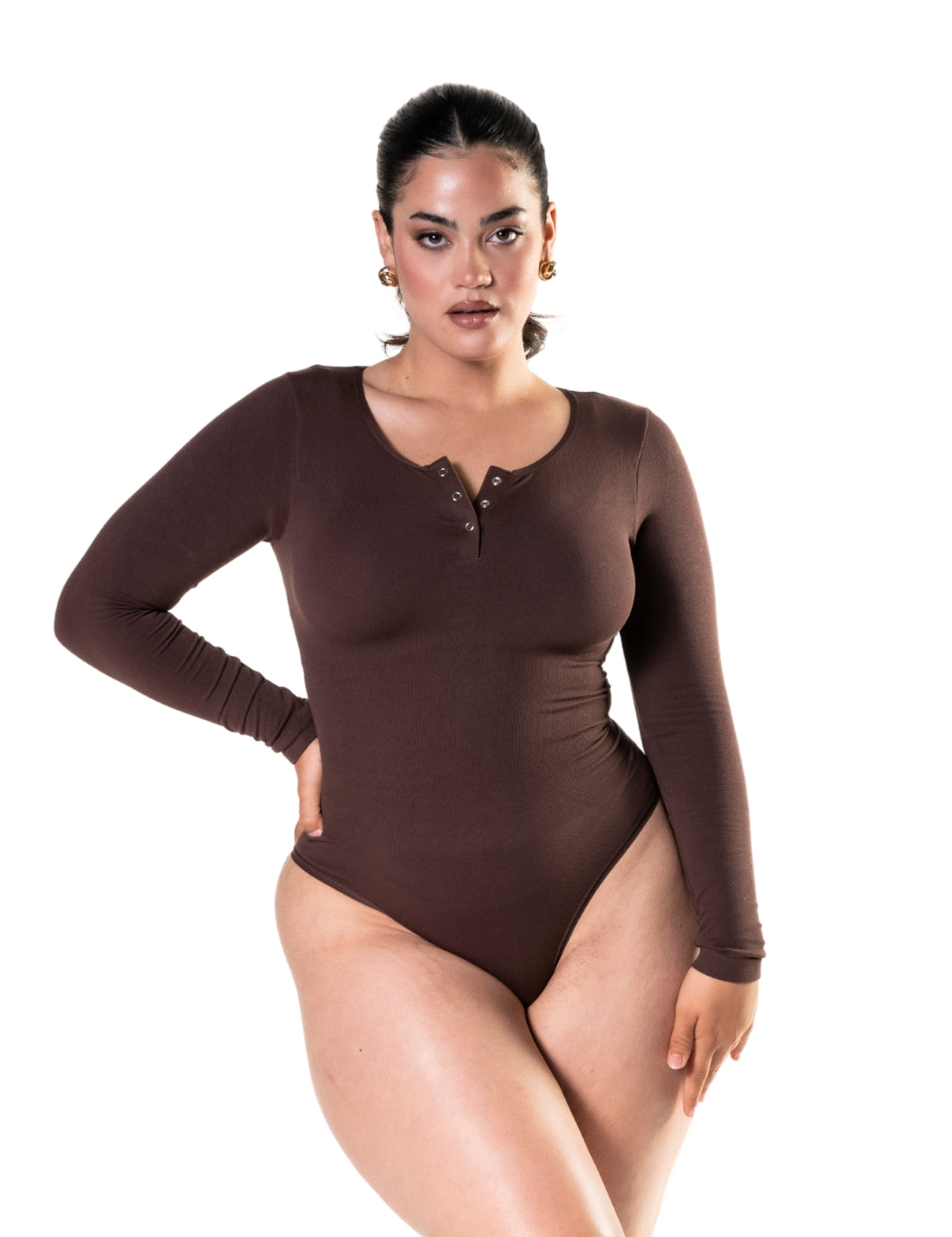 Seamless Long Sleeve Thong Bodysuit - HeyShape