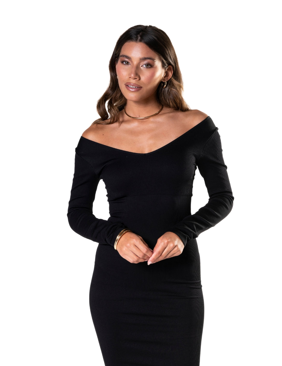 V-Neck Long Sleeve Dress - HeyShape
