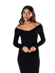 V-Neck Long Sleeve Dress - HeyShape